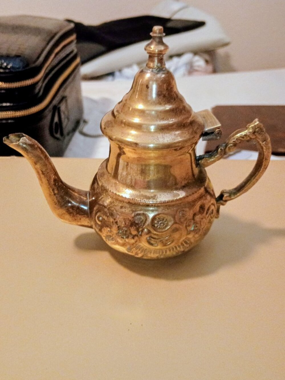 Vintage Antique Moroccan-style brass teapot